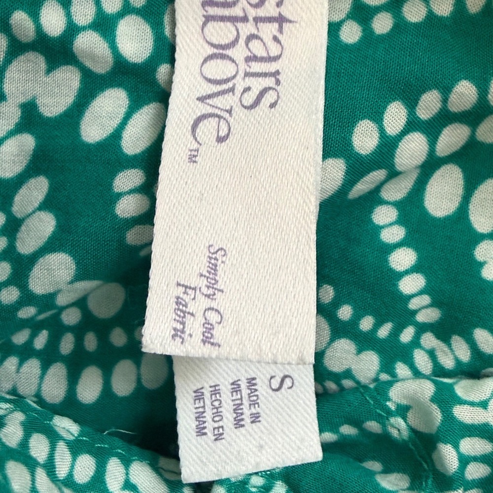 Stars Above Green Leaf Print‎ Pajama Set Womens S M Short Sleeve Lyocell 2pc - Picture 6 of 15
